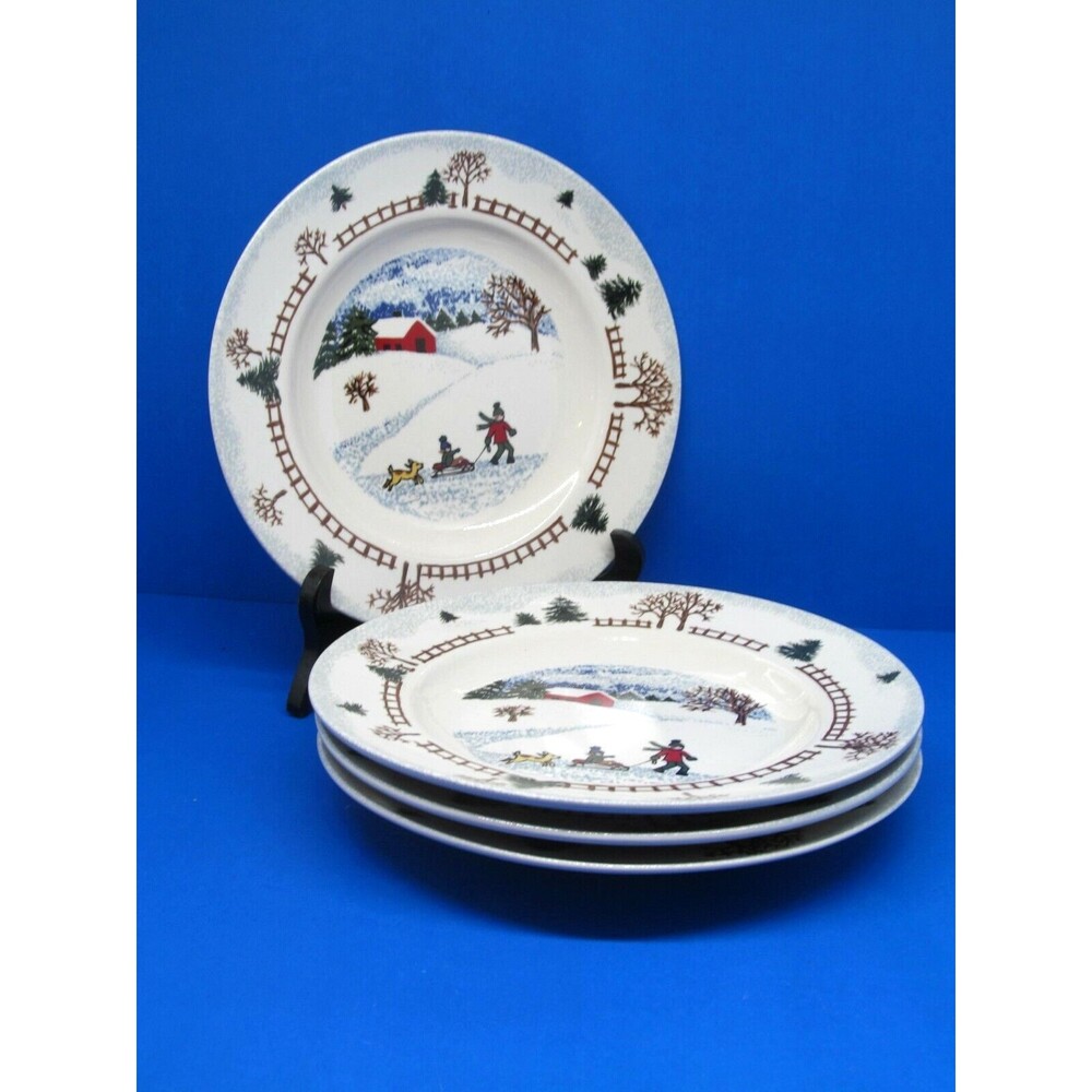 Folkcraft Winter Side 8 1/2" Salad Plates Bundle Of 4